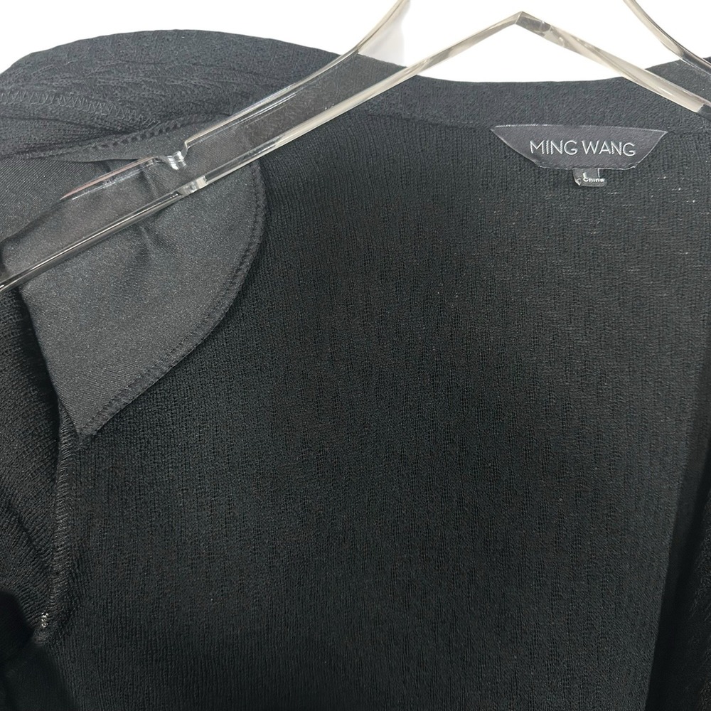 Ming Wang Knit Jacket Black Gray Pink Abstract Line Single Button Womens Size L - Picture 7 of 12